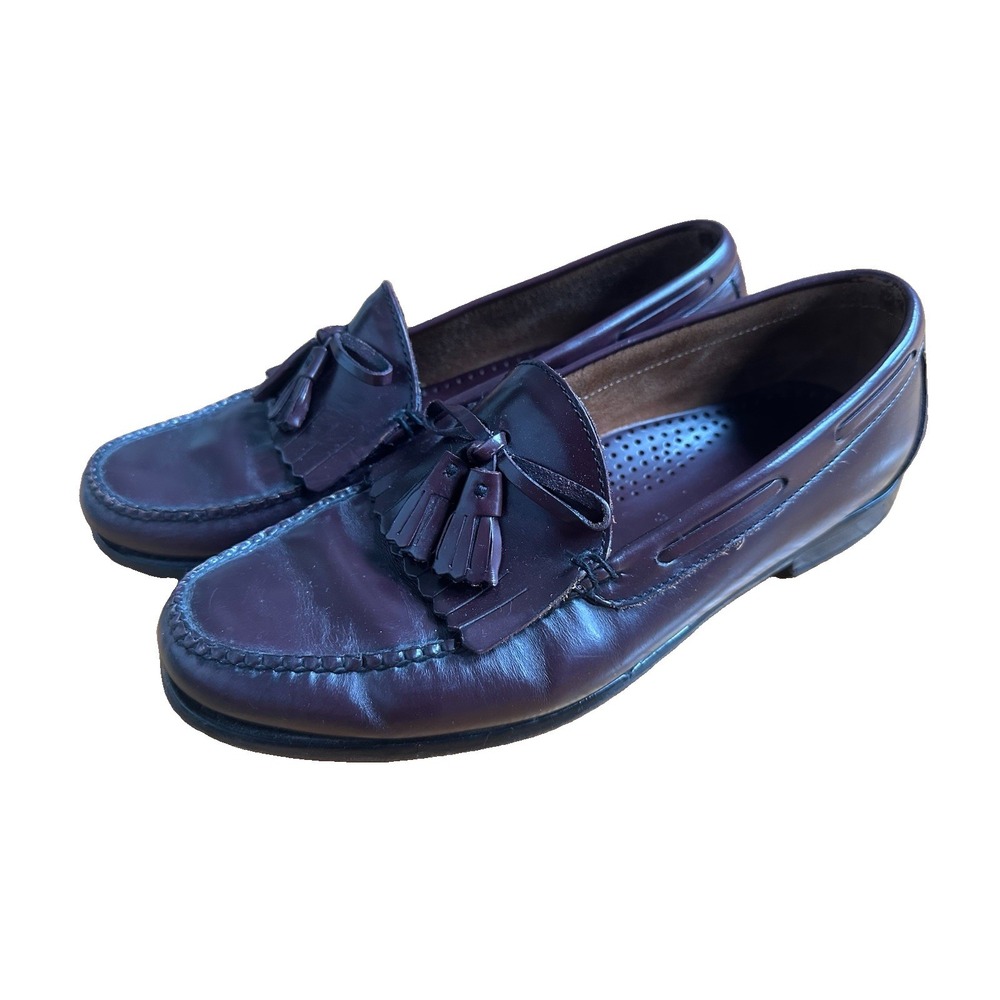 L.L.Bean Men's Tassel Loafers Size 12 EE Wide Burgundy Oxblood Leather Shoes